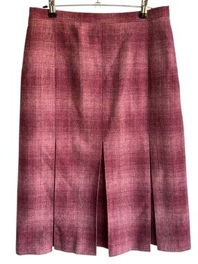 Vintage Pleated Wool Skirt Womens Small Pink Below Knee Preppy Academia